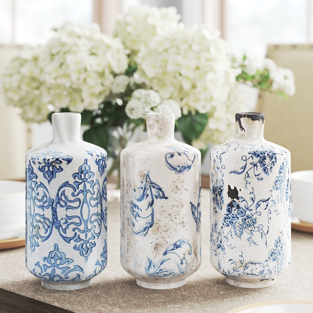 3 Piece Clarkedale Blue And Cream Set (Set of 3)