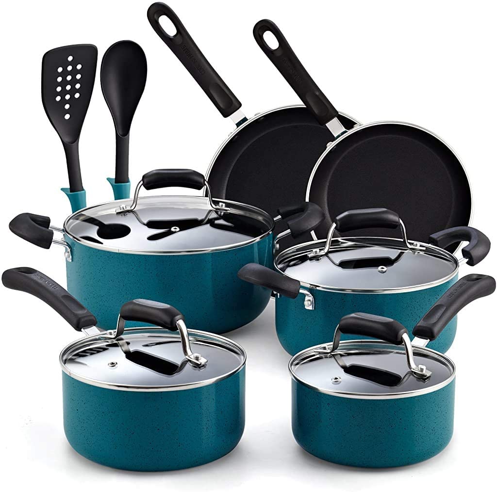 2-Piece Stay Cool Handle, Turquoise Nonstick Cookware Set