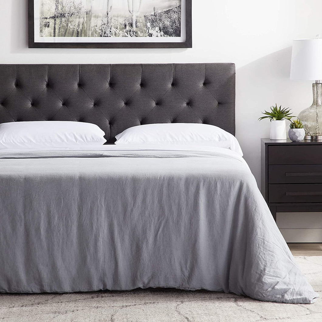 Upholstered Headboard - Adjustable Height from 34” to 46”, King/Cal King, Charcoal