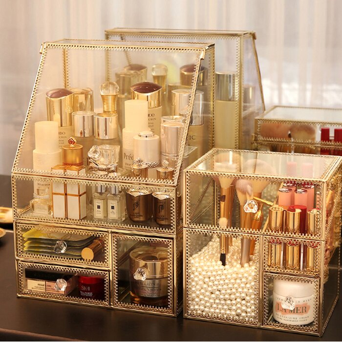 Glass Makeup Organizer